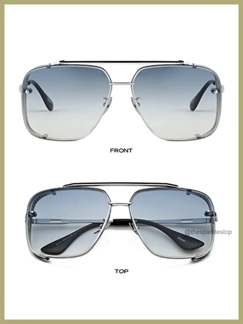 Oversized Square Aviator Gradient Sunglasses Metal Side Shield Steampunk 64mm